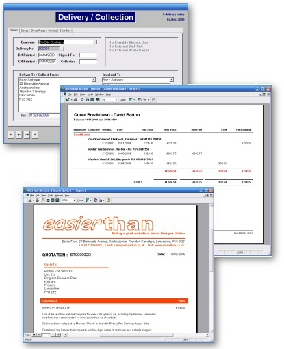 Screenshots - Examples of database screens and reports